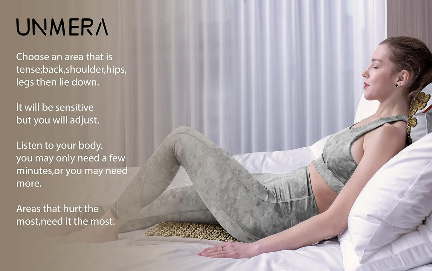 UNMERA Acupressure Mat and Pillow Set,Natural Premium Linen & Coconut Fiber Filling,for Back/Neck Pain Relief, Sciatic, Headache and Muscle Relaxation, Comes with Carrying Bag