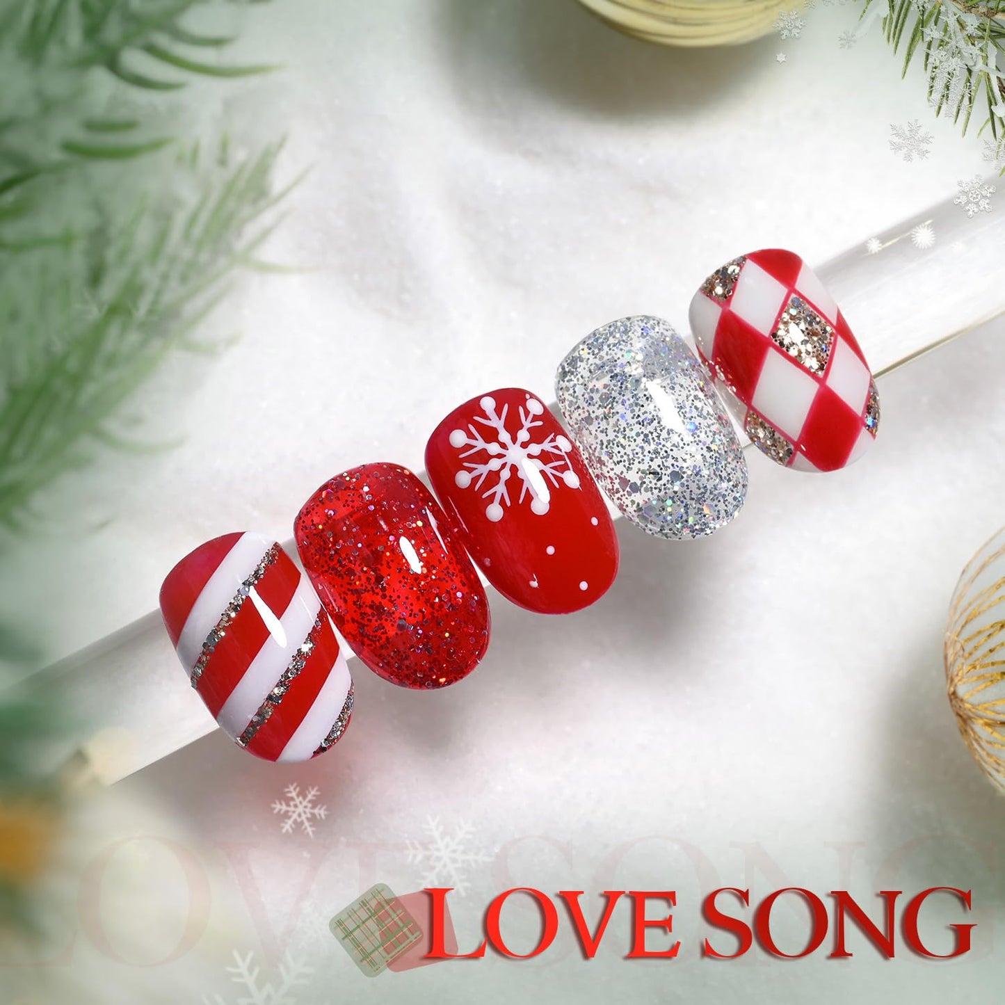 GAOY Red Gel Nail Polish Set of 6 Colors for Christmas nails Including White Burgundy Gold Sliver Glitter Gel Polish Kit for Valentine’s Day