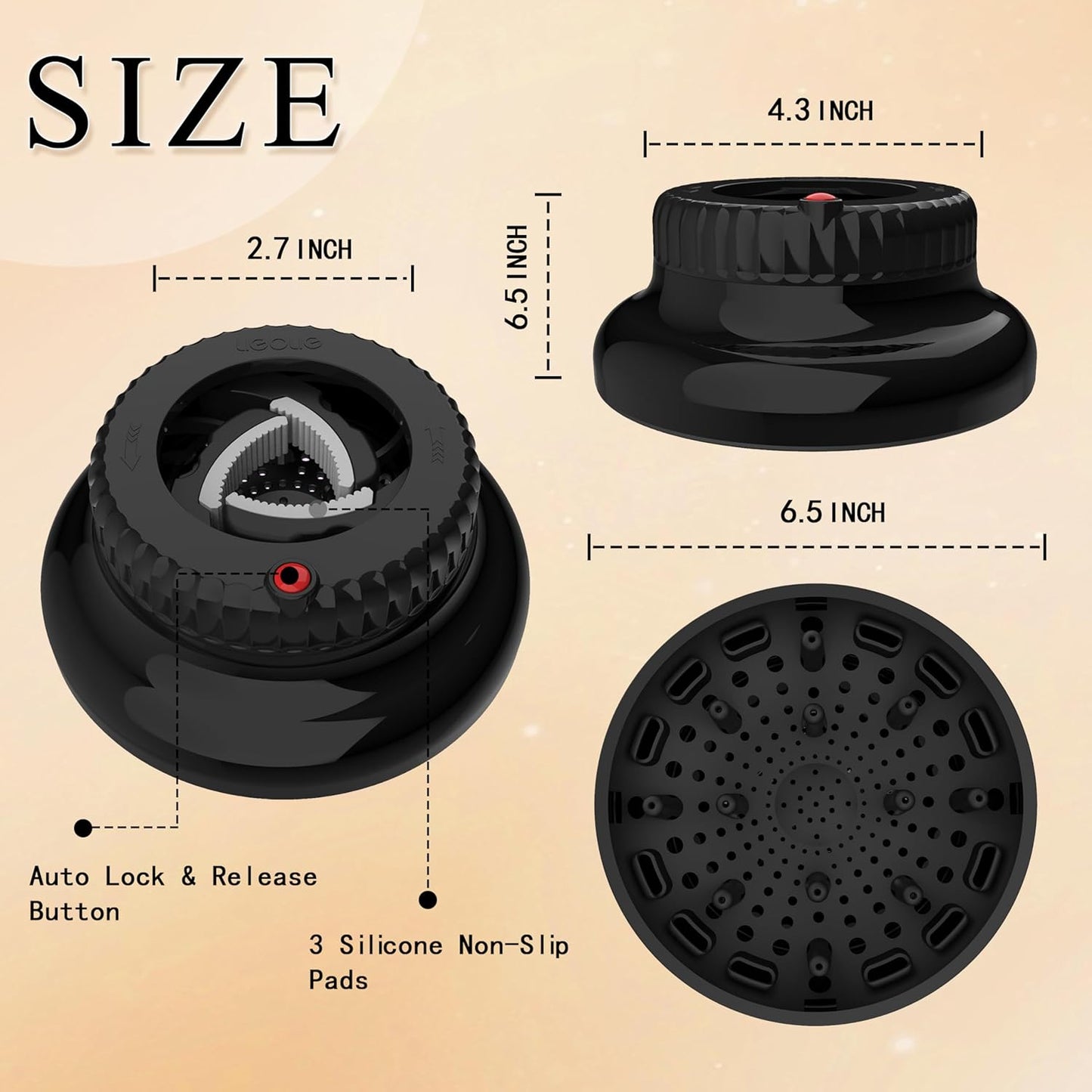 Hair Difuser Attachment Universal Diffuser Hair Dryer for 1.4-inch to 2.4- inch Blow Dryer, Hair Diffuser for Curly Hair and Natural Wavy Hair (Black)