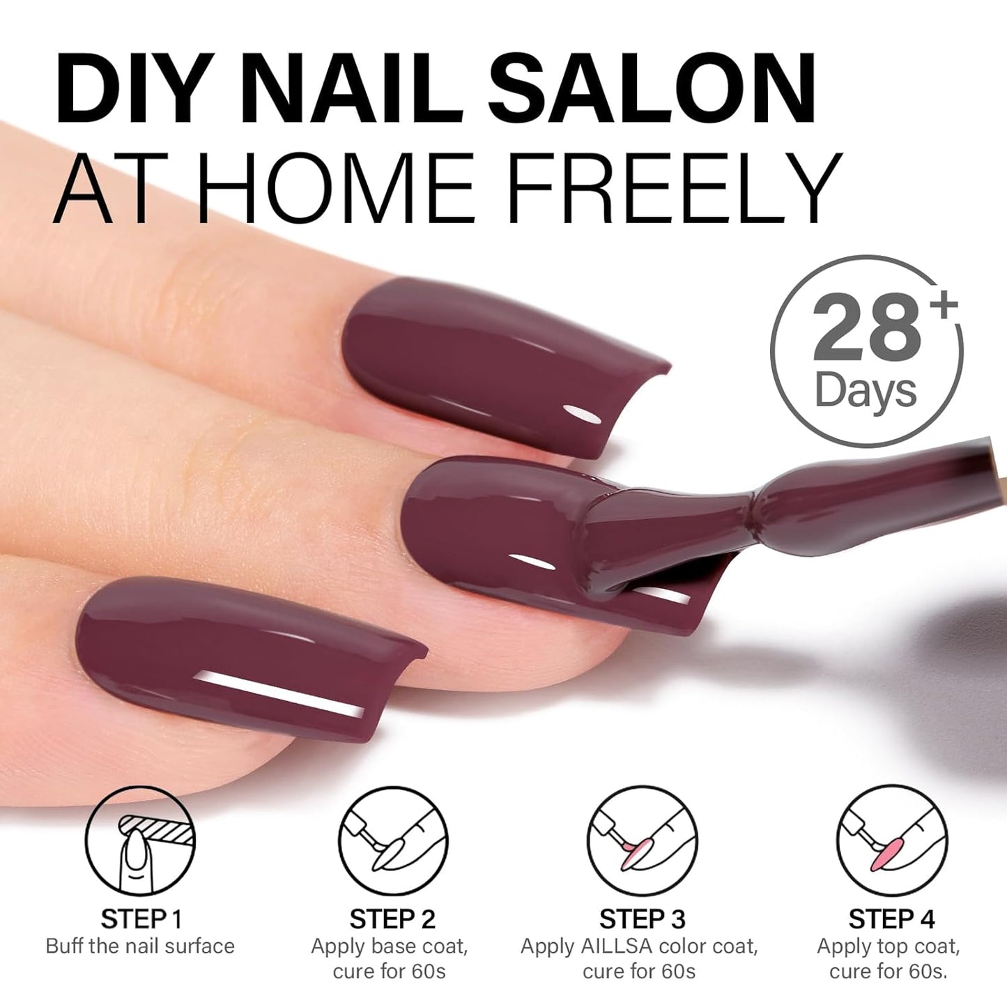 AILLSA Maroon Red Gel Nail Polish Burgundy Purple Jelly Gel Polish Grape Wine Polish Dark Color Opaque Nails Soak Off U V Gels Manicure Salon DIY Holiday Day Gift for Women 0.51 Fl Oz/GF04