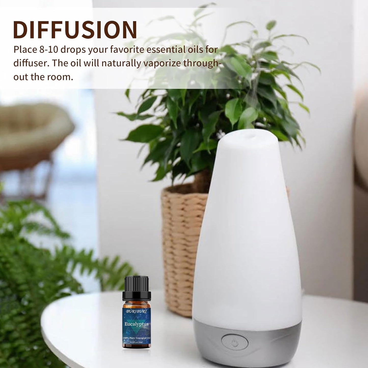 BURIBURI Eucalyptus Oil and Peppermint Essential Oil, 100% Pure, Undiluted, Natural, Organic Aromatherapy Eucalyptus Essential Oils Gift Set, 10MLx2