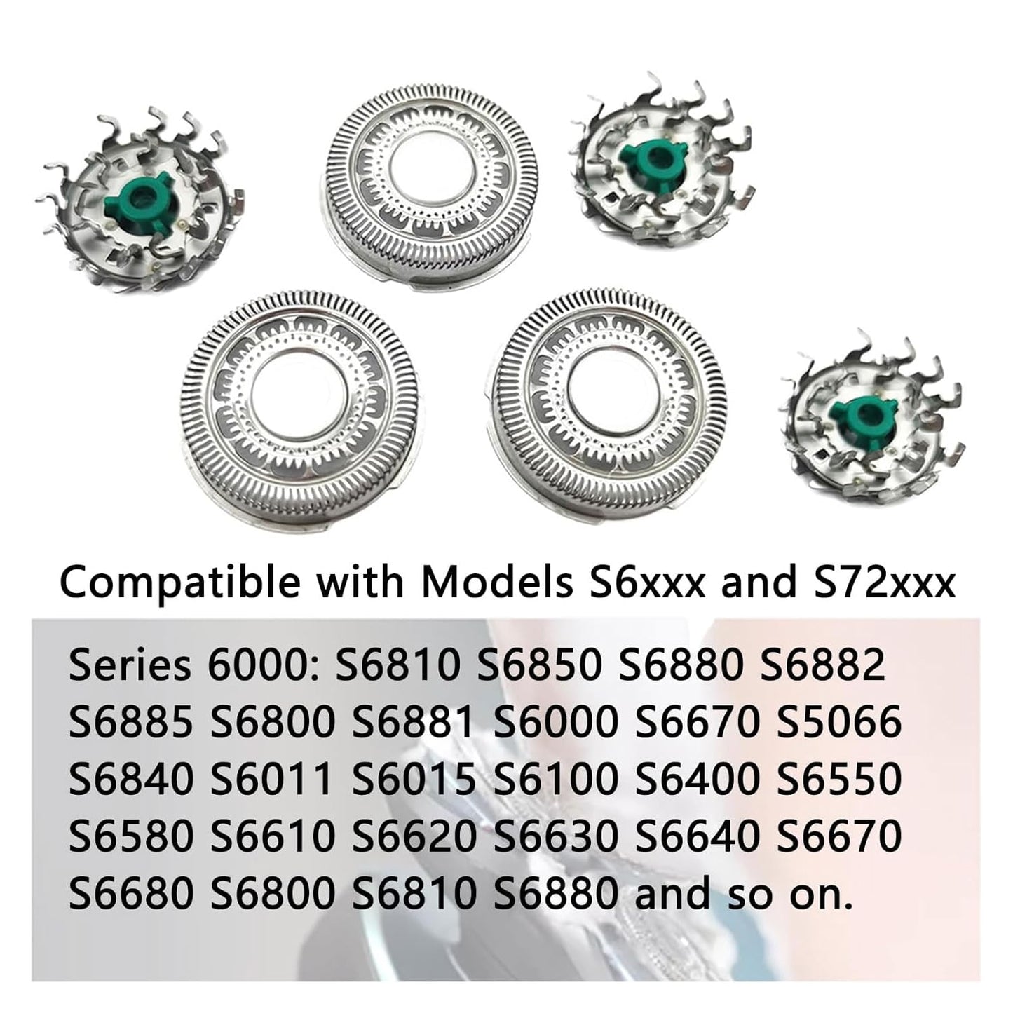SH60/72 Replacement Heads Compatible with Philips Series 6000 Razor Shavers SH60 Shaver Replacement Blades Skin Protect Super Compatible with Norelco Series 6000 Model S6810/82, S6850/85