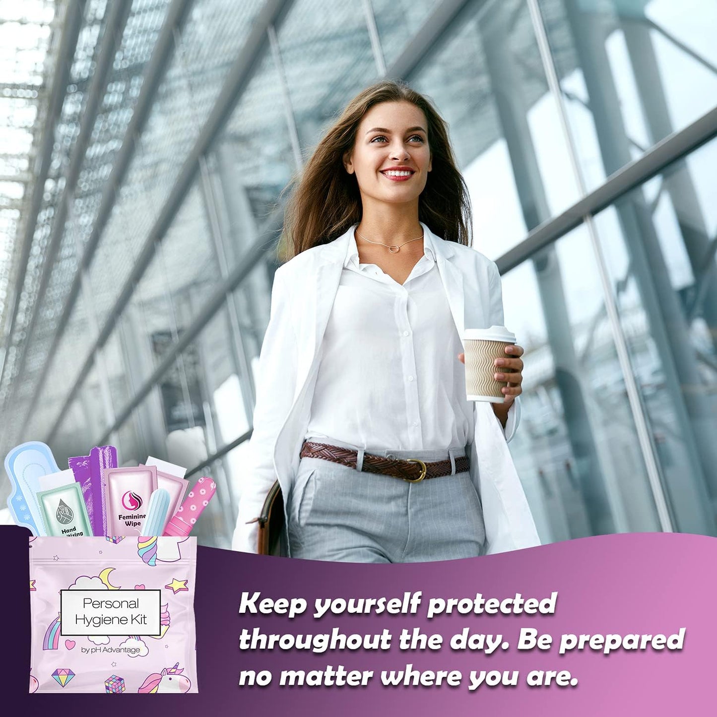 Menstrual Kit All-in-One 10 Pack | Convenience on The Go | Period Kit Pack for Travelling, Tweens & Teenager | Individually Wrapped Feminine Hygiene Product (Rainbows and Unicorns)