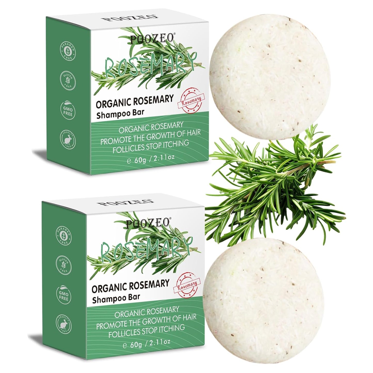 2 Pack Rosemary Hair Shampoo Bar,Deep Cleansing for Scalp Hair Loss Shampoo Soap,Organic Hair Oil Control,Solid Shampoo for Hair Growth, Refreshing and Hydrating Soap for Stocking Stuffers Women Gifts