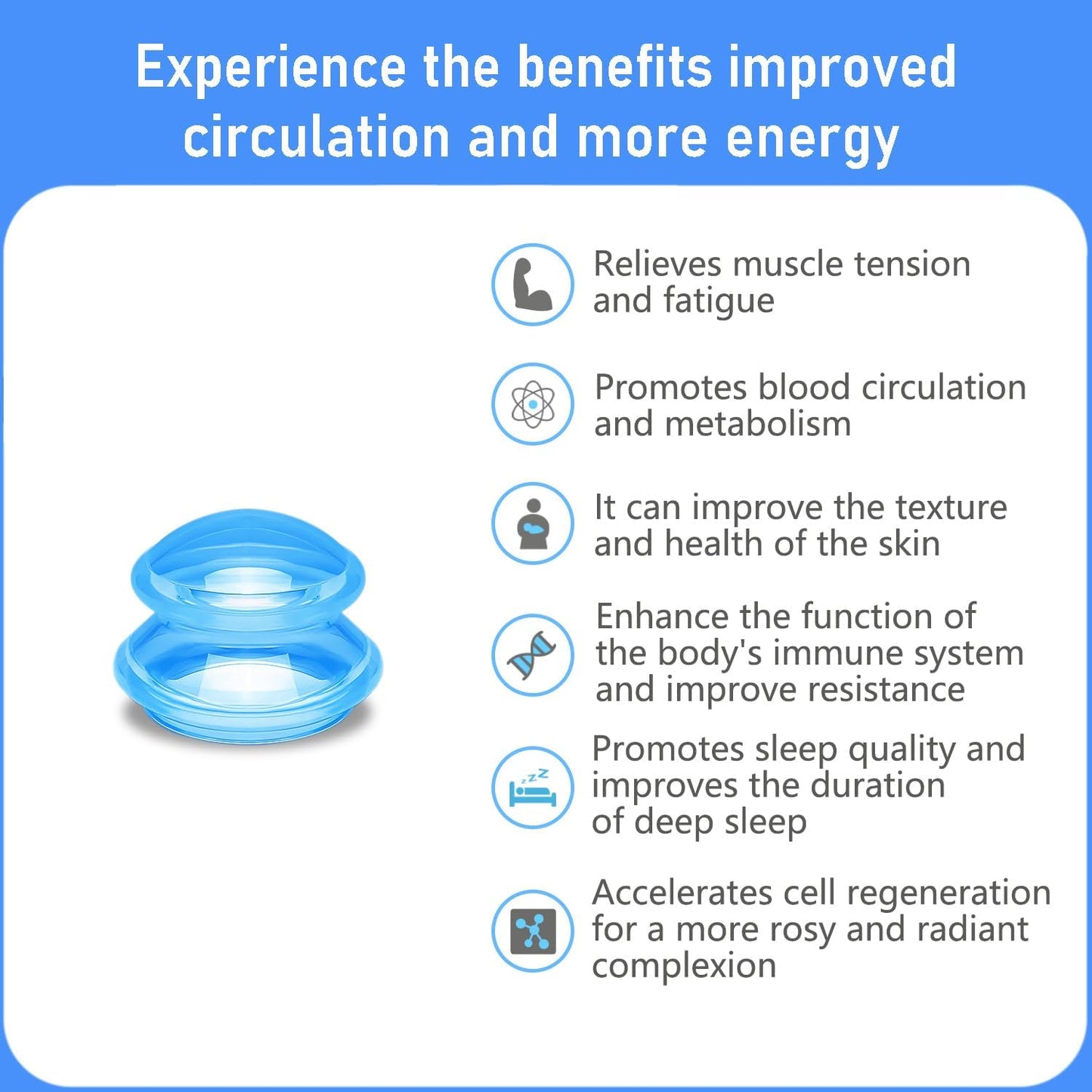 Silicone Cupping kit for Massage Therapy, Professionally Massage Cup for Body Sculpt Cup (Blue, M*2 Cups)
