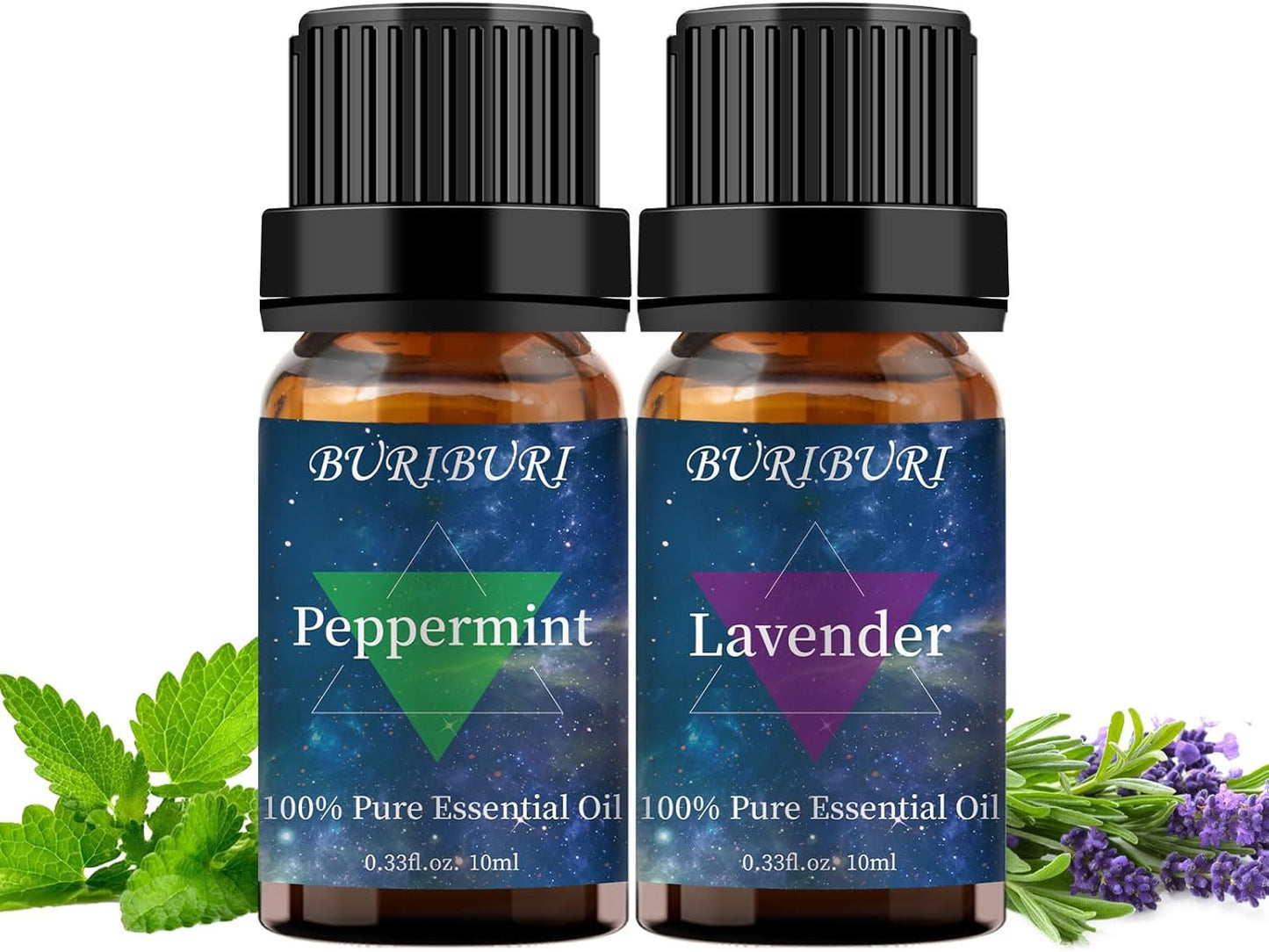 Lavender and Peppermint Essential Oil, 100% Pure, Undiluted, Natural, Organic Aromatherapy Essential Oils Gift Set, 10MLx2
