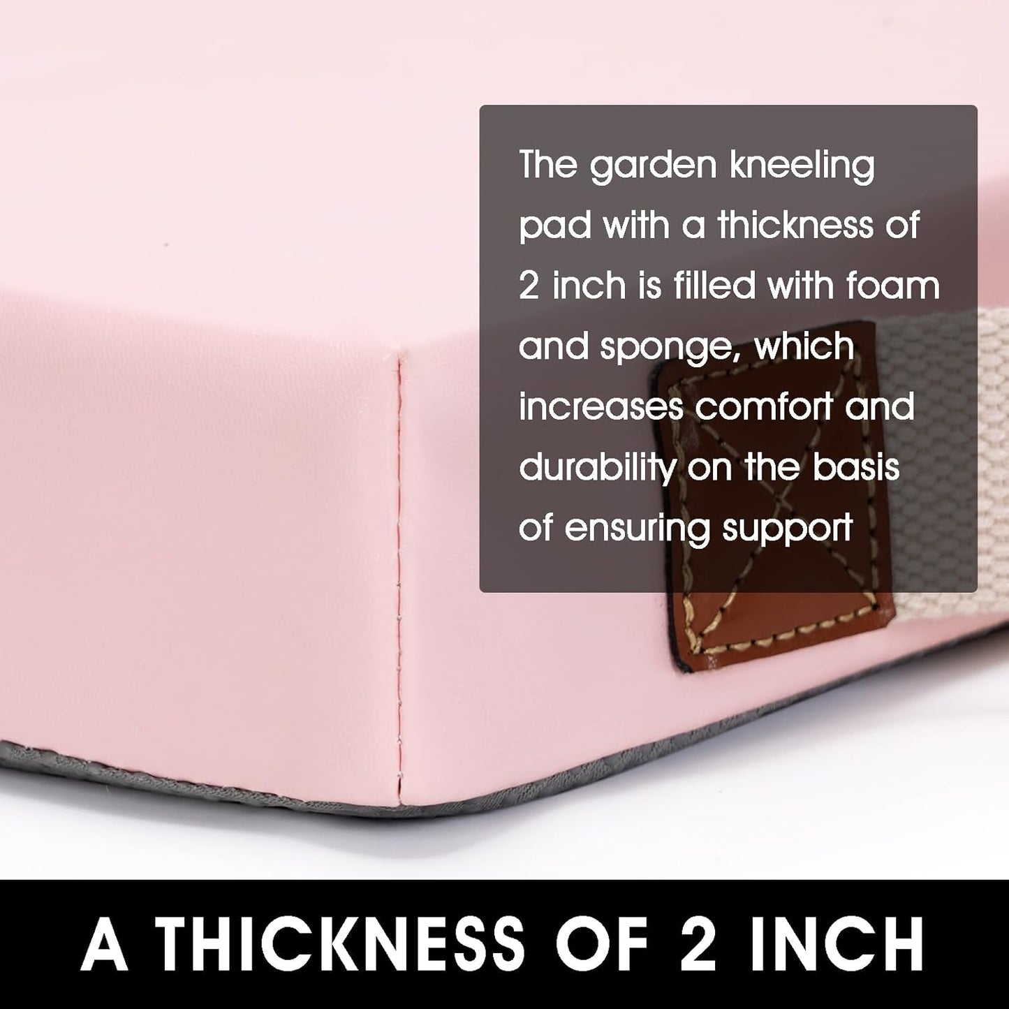 HappyPicnic Waterproof Kneeling Pad for Garden or Bath, 2 inch Thick Soft Foam Kneeler Mat for Gardeners Knee Support or Bathtub Bathing with Handle and Removable Cover - Pink