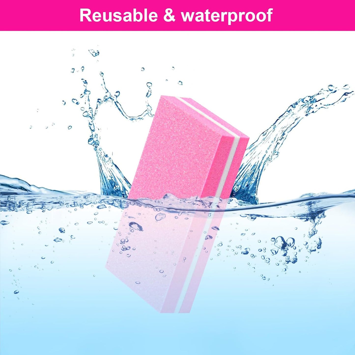 Buffer Block Nail File, 100/180 Grit Sponge Nail Buffers for Acrylic Nails, Nails Buffer, Mini Buffing Block Double Sided for Manicure Tools 60 Count - Pink