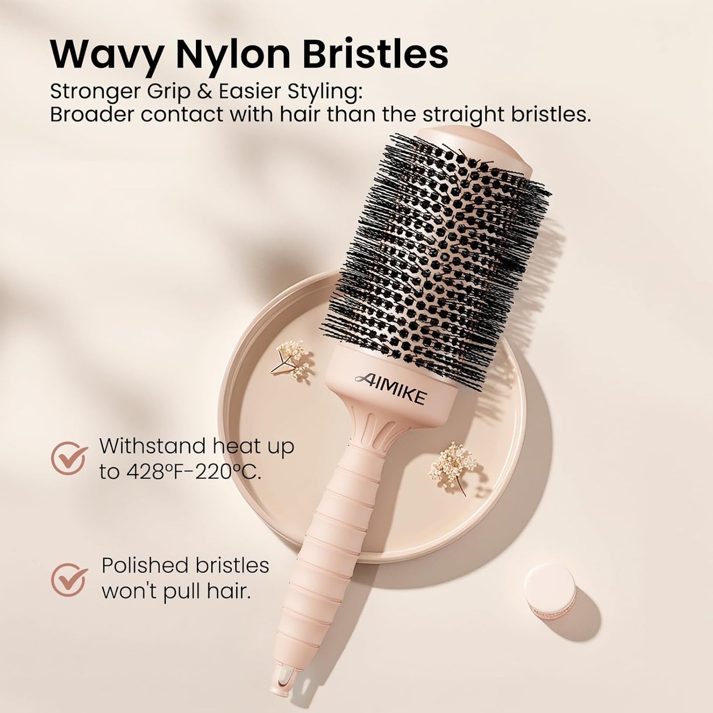 AIMIKE Round Hair Brush, 2.1 inch Nano Ion Thermal Ceramic Tech, Large Round Brush for Blow Drying & Styling, Maximum Volume and Shine, Barrel 2.1 inch, for Thick Curly Hair, Unisex