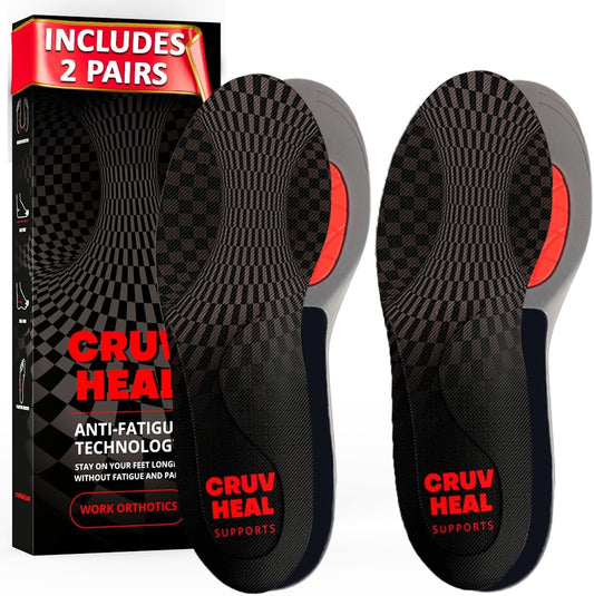 2 Packs of (New) Work Orthotic Insoles - Anti Fatigue Medium Arch Support Shoe Insert Men Women - Plantar Fasciitis Flat Feet - Relieve Foot Pain - Work Boot Insoles Standing All Day (Gray, M)