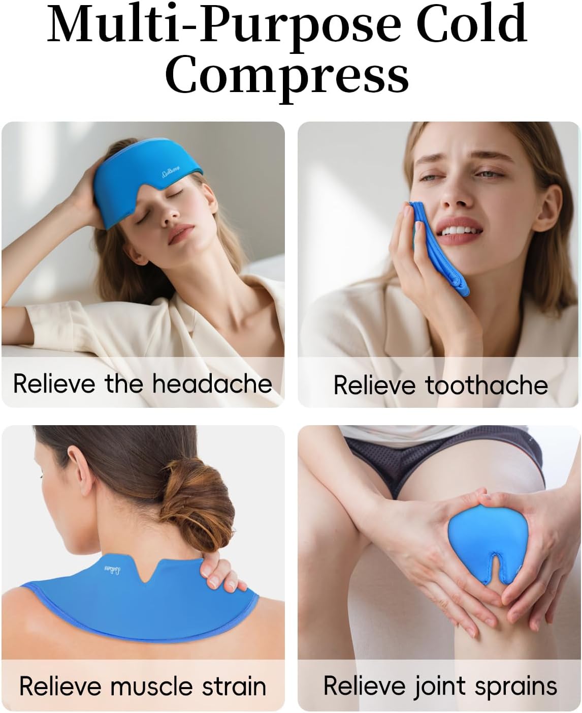 Cooling Eye Mask for Puffy Eyes, Headache and Migraine Relief Gel Eye Mask, for Headache, Puffiness, Eye Strain, Sinusitis & Post-Surgery Care – Large Soft Reusable Cold Eye Compress, Deep Blue