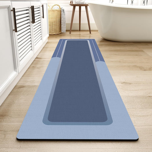 MontVoo-Bath Mat Rug Long Non Slip Super Absorbent Bathroom Runner Stain Resistant Quick Dry Thin Bathroom Mat Fit Under Door-17"x70",Navy