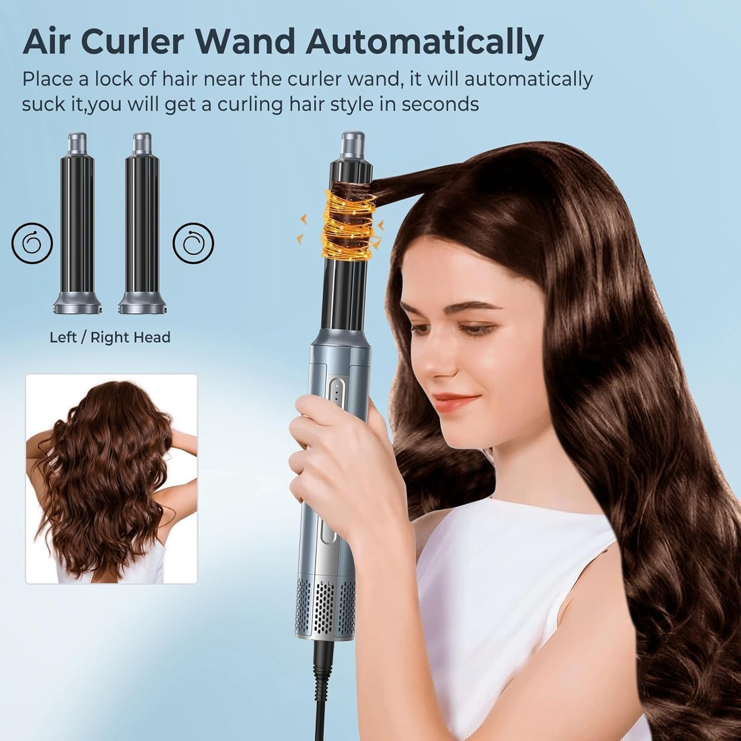 Hair Dryer Brush, Blow Dryer Brush with Attachments,110000 RPM Curly Twist 6 in 1 Air Style, Professional Ionic Hair Styling Tool, Left & Right Air Curler, Volumizer