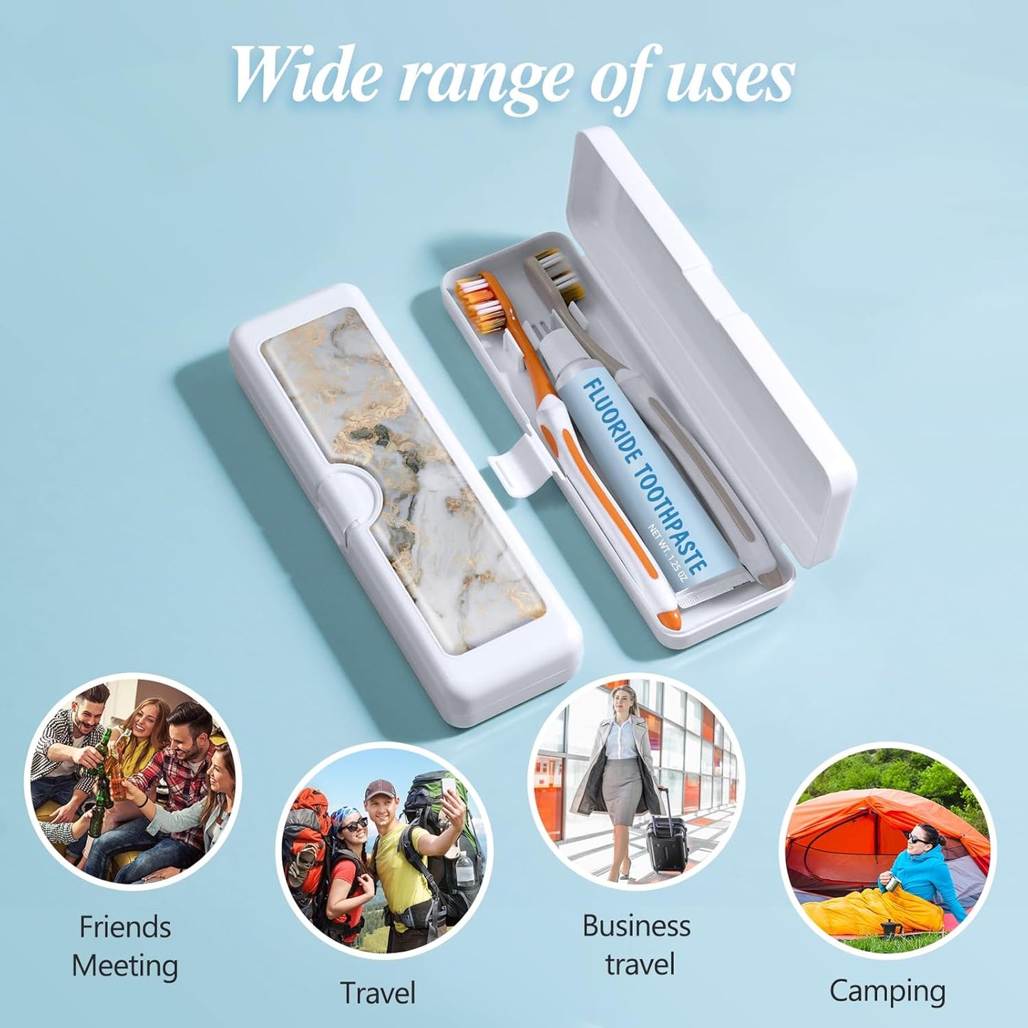 Toothbrush Travel Case - Colorful Pattern, Holder and Covers for Toothbrushes, Includes Tongue Scraper Case