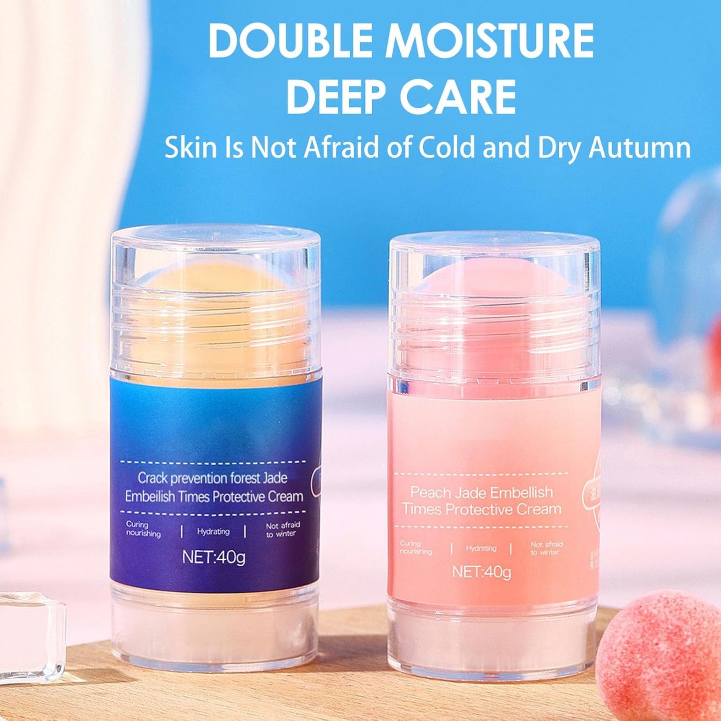 Crack Feet Prevention Stick 2PCS - Foot Care Cream Heel Balm for Dry Cracked Feet, Remove Dead Skin and Moisturize Dry Skin for Face, Knees, Elbows, Hands (2pcs, Orange + Banana)