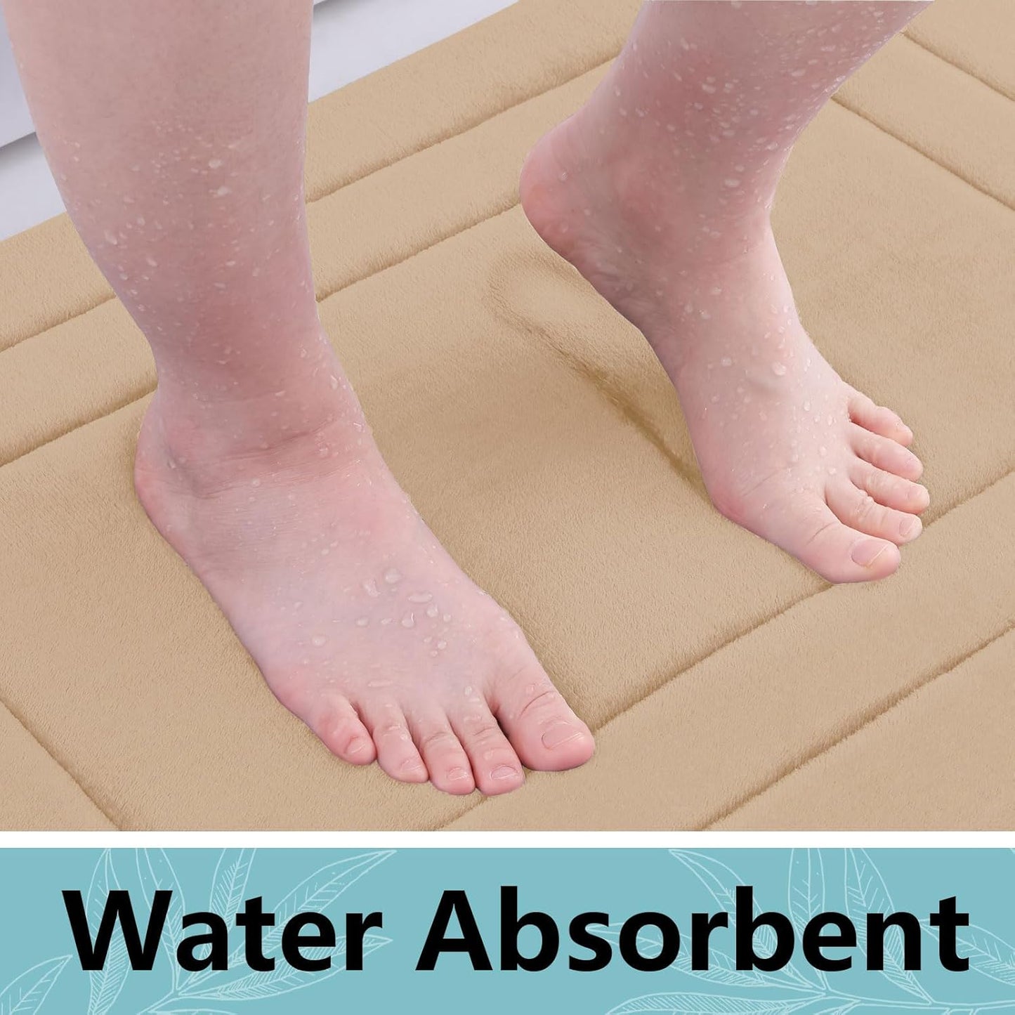 Arotive Memory Foam Bathroom Rug Mat 47x17, Ultra Soft and Absorbent Bath Mat, Machine Wash Dry, Comfortable Bath Rug Carpet for Bathroom Floor, Tub and Shower, Beige