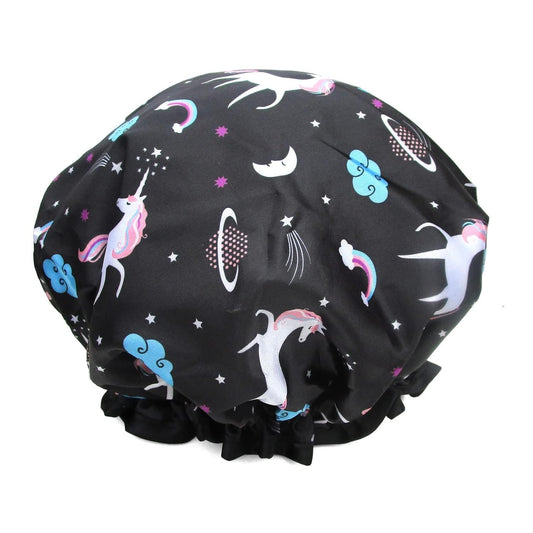 Unicorn Shower Cap for Women Men,1 Pcs Shower Hat Waterproof-Double Layer-Reusable Elastic Bath Caps for Boys Girls Spa Home Use,Hotel and Hair Salon