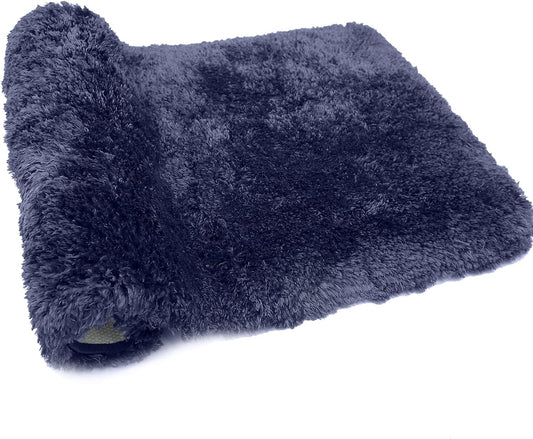 FIFU Bathroom Runner Rug 24" W x 48" L, Bath Mats for Bathroom, Bedroom & Kitchen, Non-Slip Rubber Latex Backing, Comfort & Soft Shower Bathmat & Carpet for Sink, Home & Hallways, Navy Blue