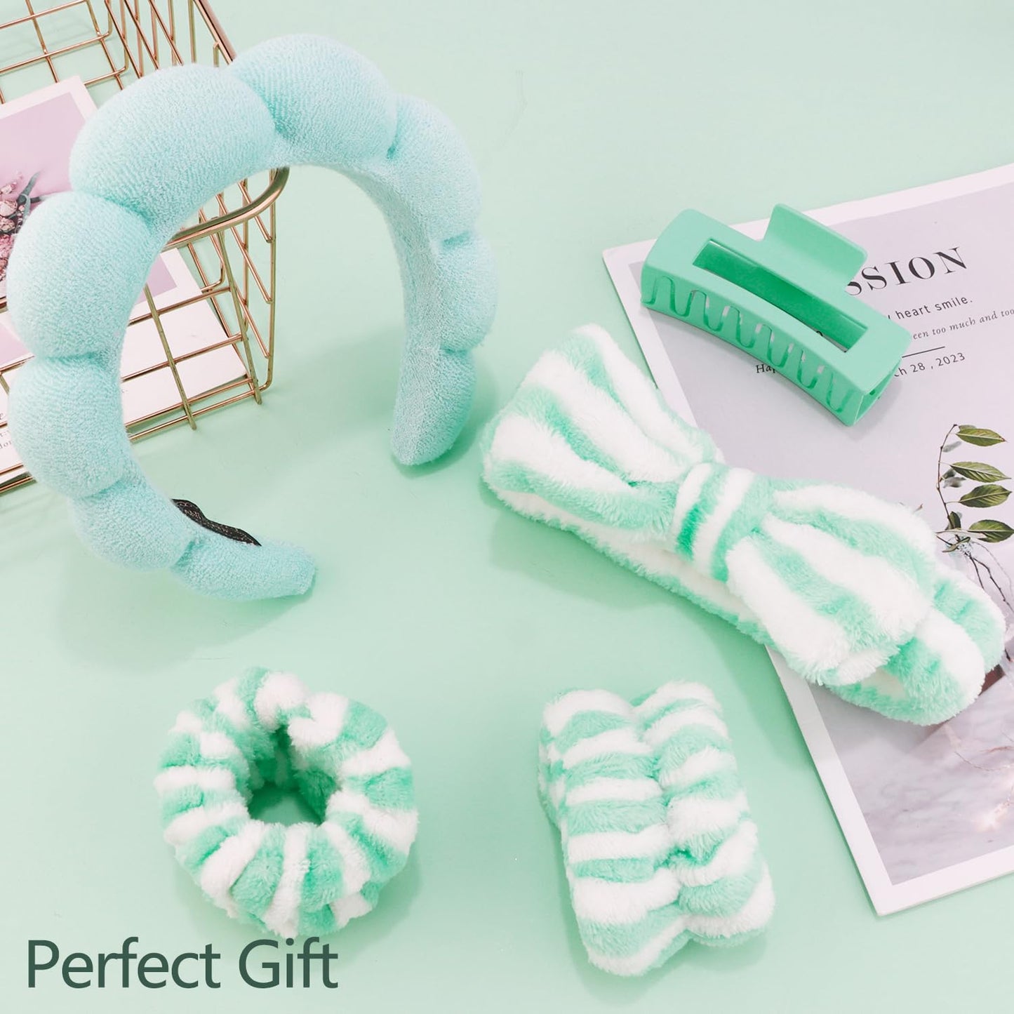 Chanaco Spa Headband, Makeup Headband with Wrist Towels, Hair Accessories for Women and Girls