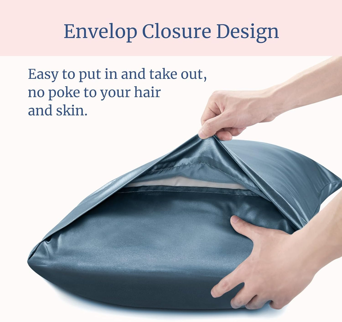 BEDELITE Satin Pillowcase for Hair and Skin, Super Soft Similar to Silk Pillow Cases 4 Pack with Envelope Closure, Cooling Pillowcases for Women Men (20"x30" Queen Size, Bluesteel)