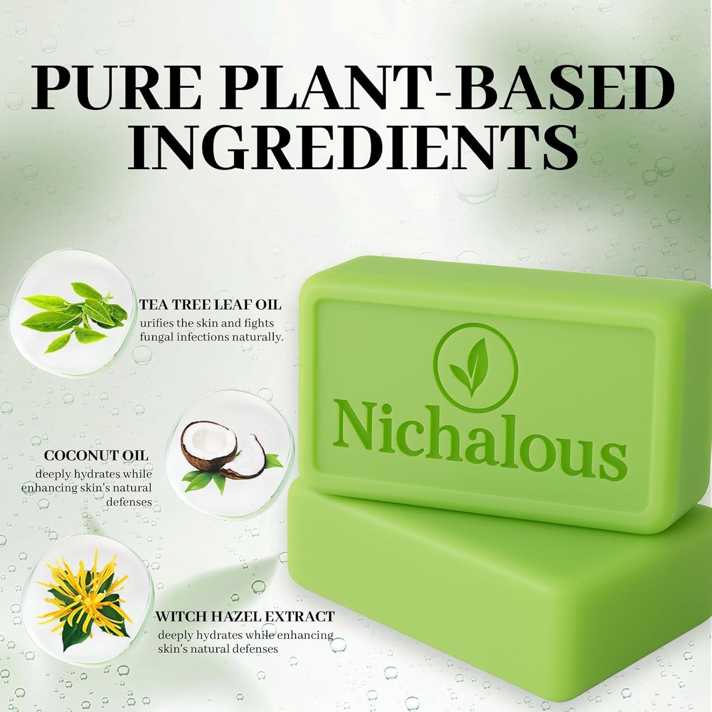 3PCS Tea Tree Soap, Tea Tree Relief Soap Bar, with Tea Tree Oil & Coconut Oil & Witch Hazel, Deep Pore Cleansing, Natural Herbal Foot Soaps Bar for Men & Women – 3.5 oz