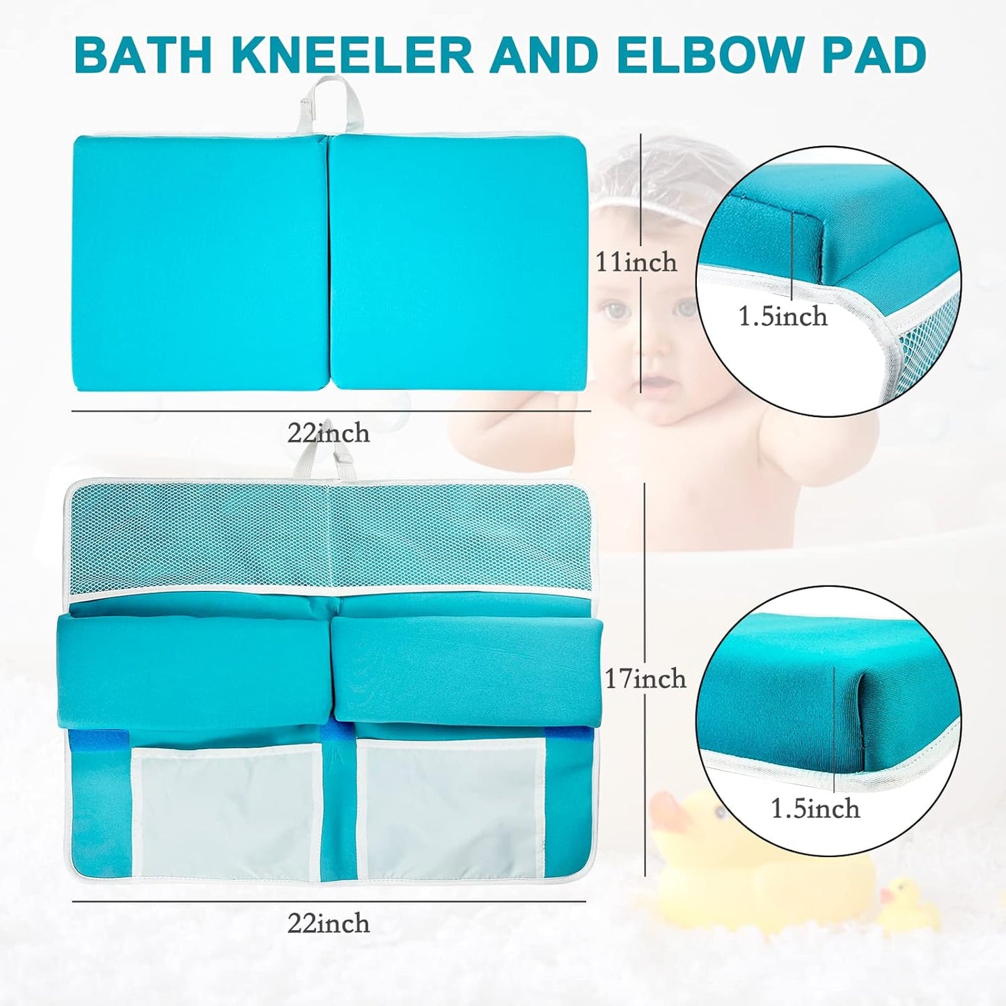 Baby Bath Kneeler and Elbow Rest Pad Set, Bathtub Kneeling Pad, Baby Accessories for Bath, Relieve Your Knees and Elbows