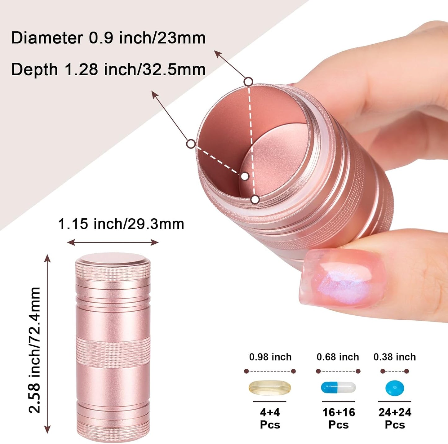 Metal Pill Box 2 Times a Day - Portable Waterproof Small Pill Case (AM PM), Travel Daily Pill Container, Compact Pill Holder Medicine Organizer for Pills/Vitamin/Fish Oil/Supplements, Black