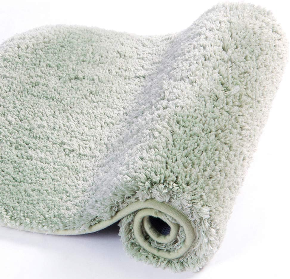 Walensee Large Bathroom Rug (24 x 48, Pale Green) Extra Soft and Absorbent Shaggy Bath Mat Machine Washable Microfiber Non Slip Luxury Floor Mat