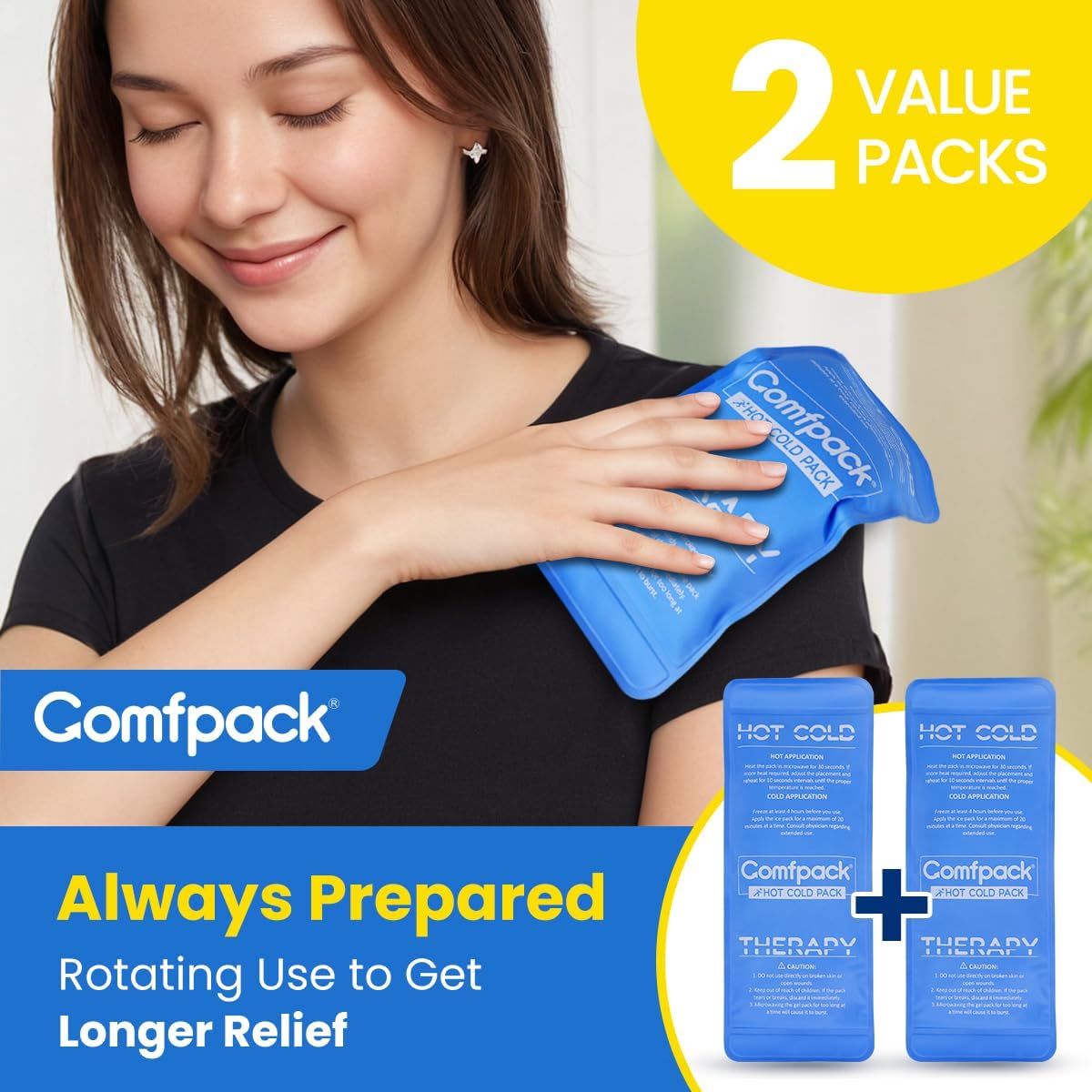 Soft Ice Packs for Sports Injuries, Long Lasting Multipurpose Gel Ice Pack with Dual Temperatures for Muscle Pain Relief & Strains, Handheld Design Cold Pack for Head, Shoulder, Knee, Ankle