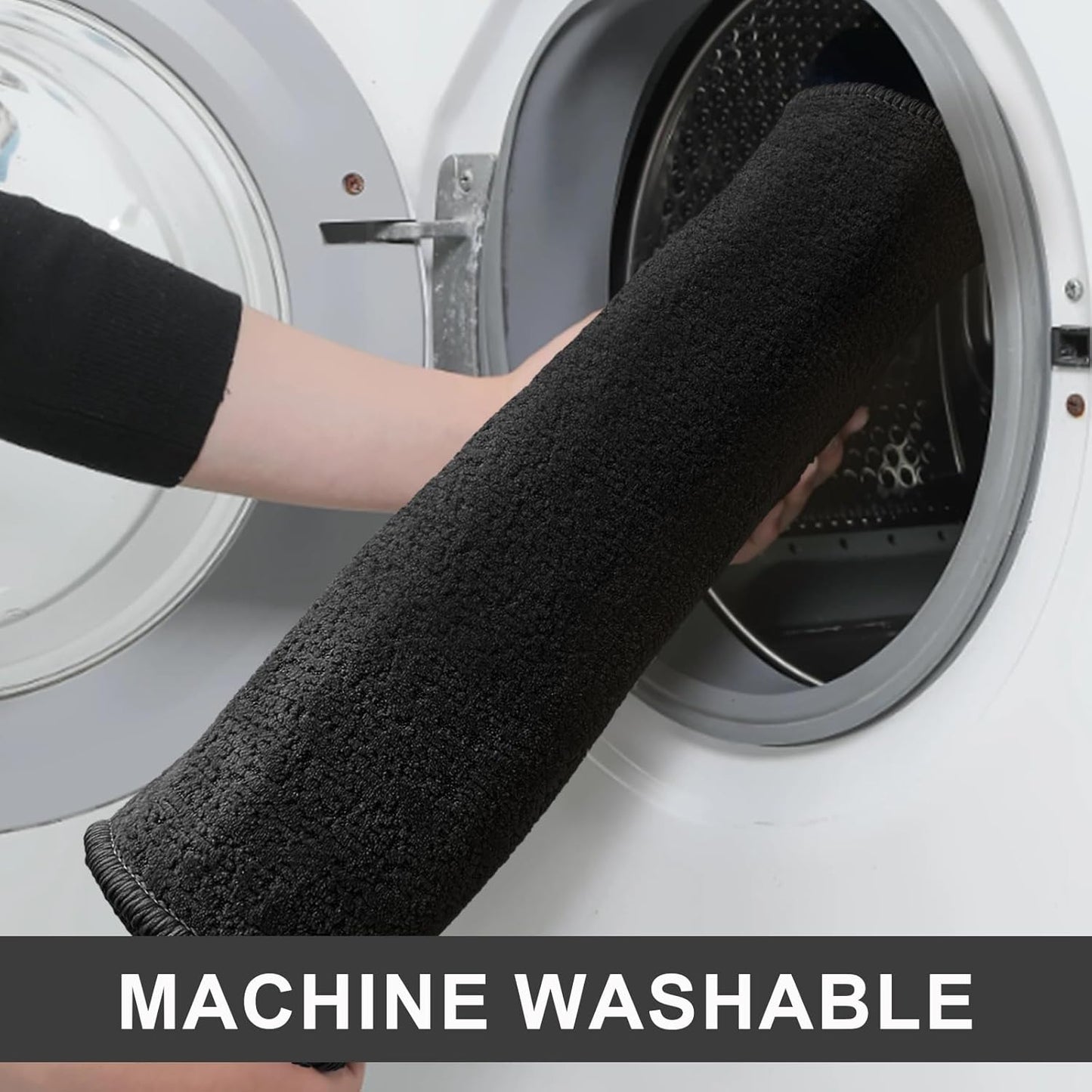 Bath Mat-Non-Slip Bathroom Floor Mats-Absorbent Quick Dry Low Pile Bathroom Rugs Fit Under Door-Bath Rug for Sink,Bathtub,Shower Room,17"×24",Black