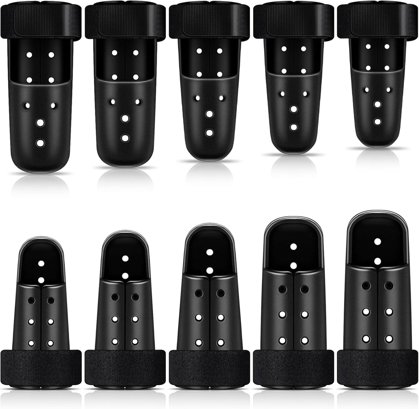 BBTO 10 Pcs Mallet Finger Splint, 5 Sizes Finger Support Brace Stabilizer Straightener Plastic Fingertip Protectors Arthritis Knuckle Immobilization for Thumb Pinky Middle Index Ring(Black)