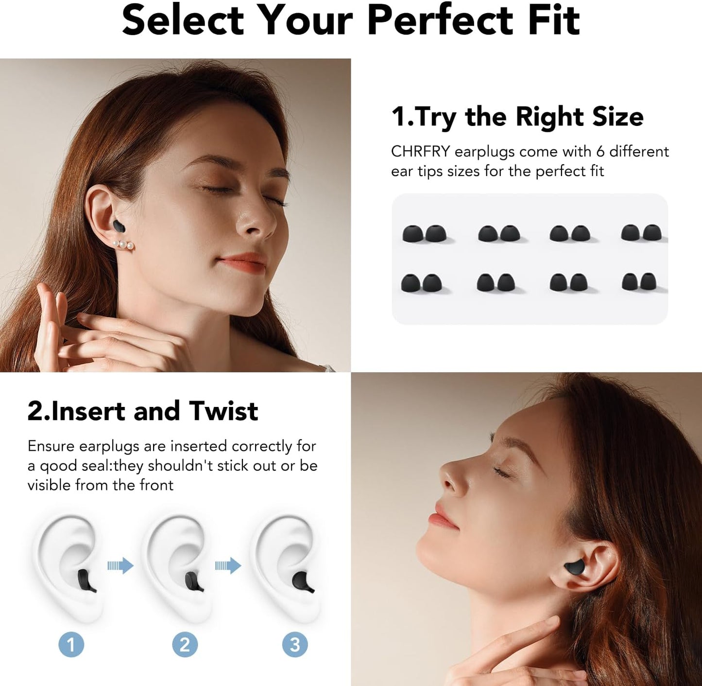 Ear Plugs for Sleeping Noise Cancelling, 45dB Reusable Silicone Ear Plugs with 8 Soft Ear Tips, Noise Reduction Earplugs with Case for Focus/Study/Work/Concert- Comfortable Hearing