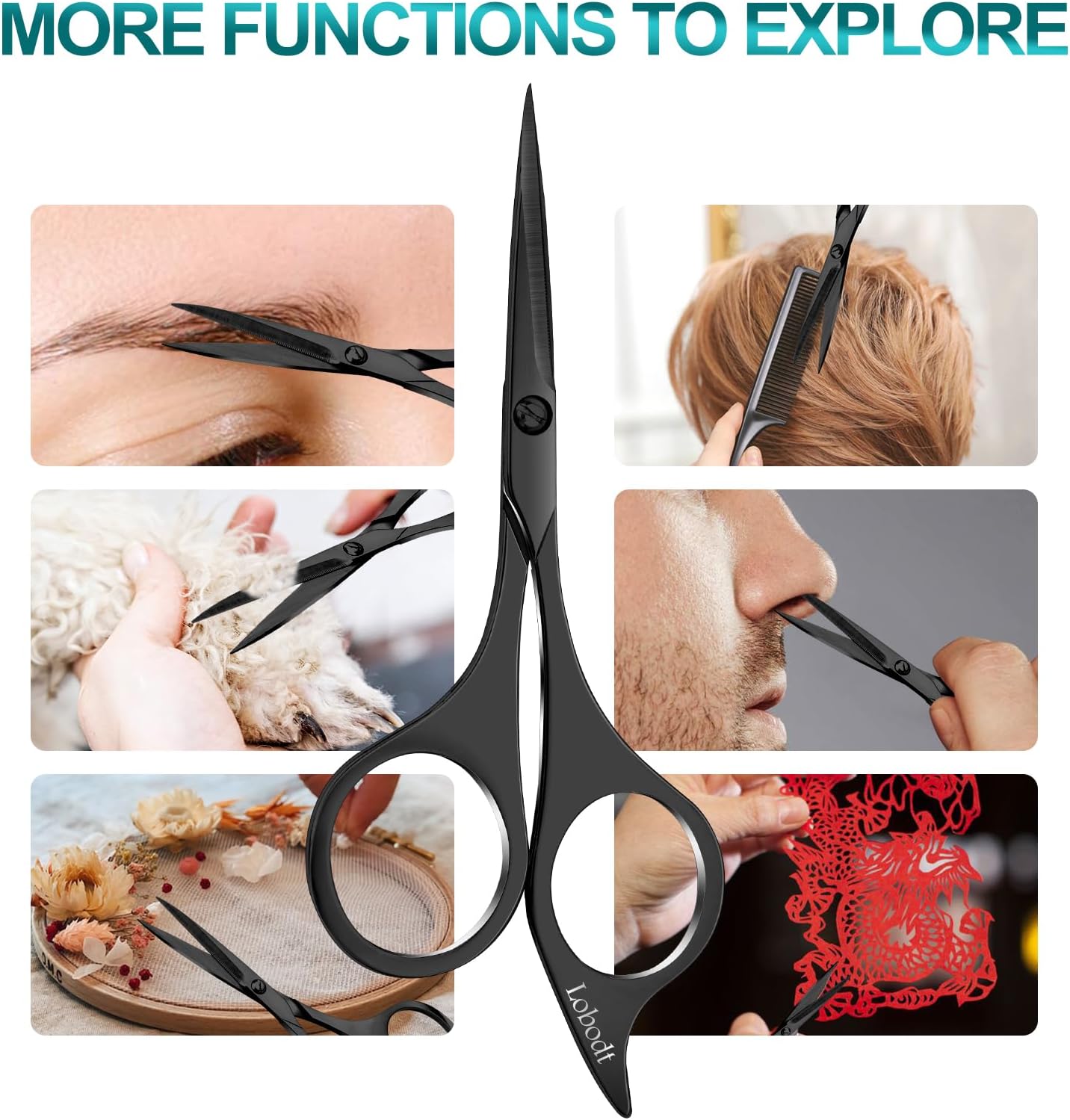 Professional beard scissors, 4.9-inch (black) small pointed stainless steel hairdressing scissors, Moustache Trimming，suitable for personal care and beauty of both men and women