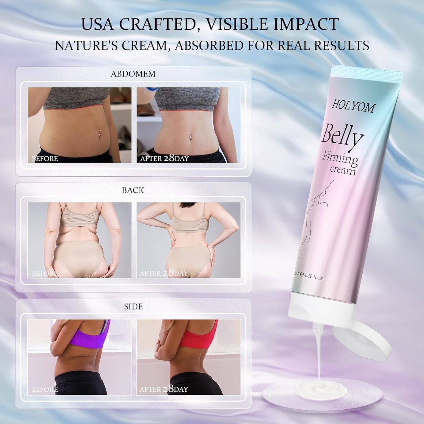 B Flat Belly Firming Cream: Premium Skin Tightening & Moisturizing for Stomach, Women Body Lotion for Firmness and Lift of Thighs & Butt - Pregnancy Skin Firming - 4.2 Fl Oz