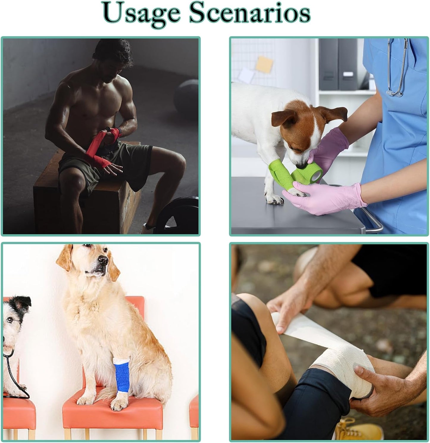 15 Pcs Self-Adhesive Bandage Wrap 2" X 5 Yards Elastic Cohesive Bandage Wrap Rolls Elastic Self-Adherent Tape for Stretch Athletic, Sports, Wrist, Ankle