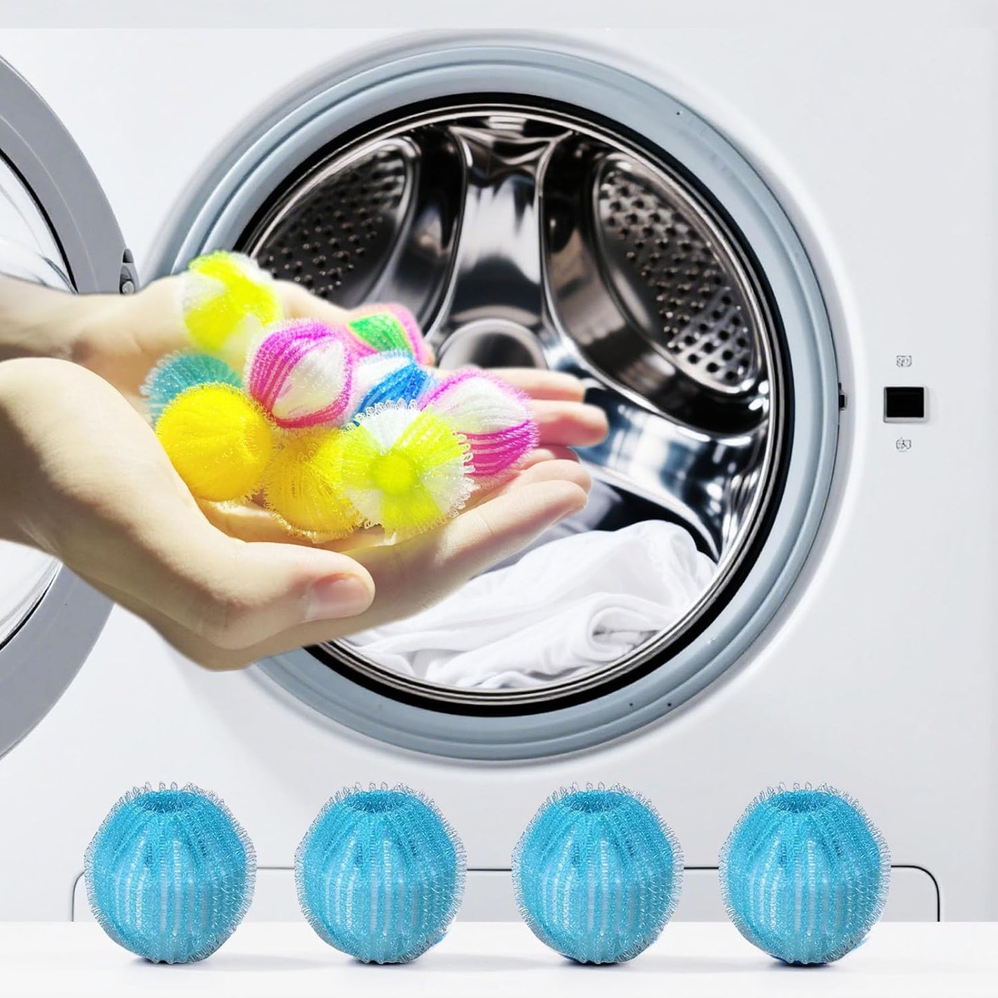 Lint Remover Balls for Laundry, 6-Pack Nylon Laundry Balls - Prevent Tangling, Collect Hair & Lint, Reusable Washing Machine Helper (6 Colors Mixed)