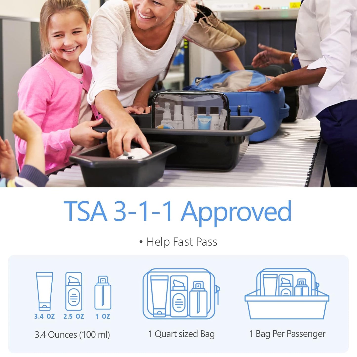 PACKISM Clear Makeup Bags - 3 Pack Tsa Approved Toiletry Bag with Zipper, Water-resistant Cosmetic Bags Travel Size Toiletries Fit Essentials, Carry-on Clear Travel Bags, Black Brown