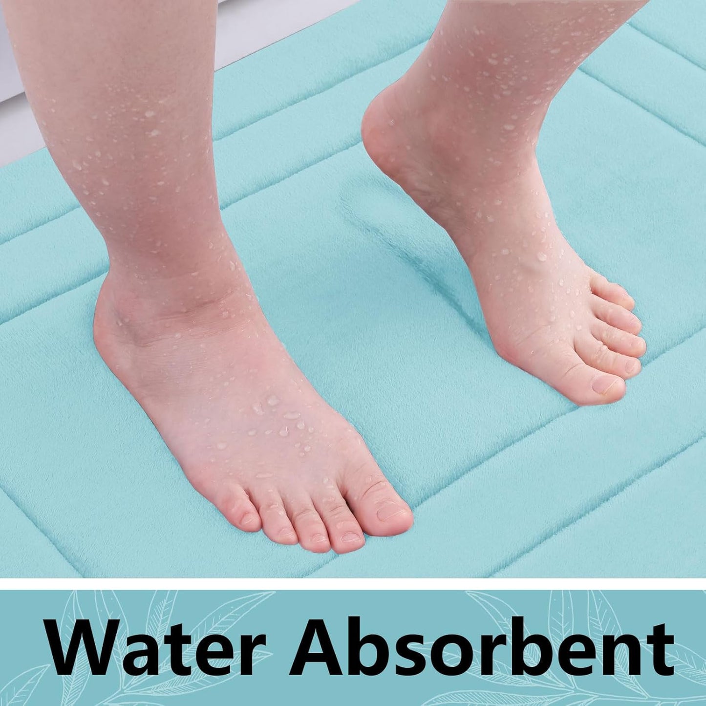 Arotive Memory Foam Bathroom Rug Mat 24x16, Ultra Soft and Absorbent Bath Mat, Machine Wash Dry, Comfortable Bath Rug Carpet for Bathroom Floor, Tub and Shower, Sky Blue