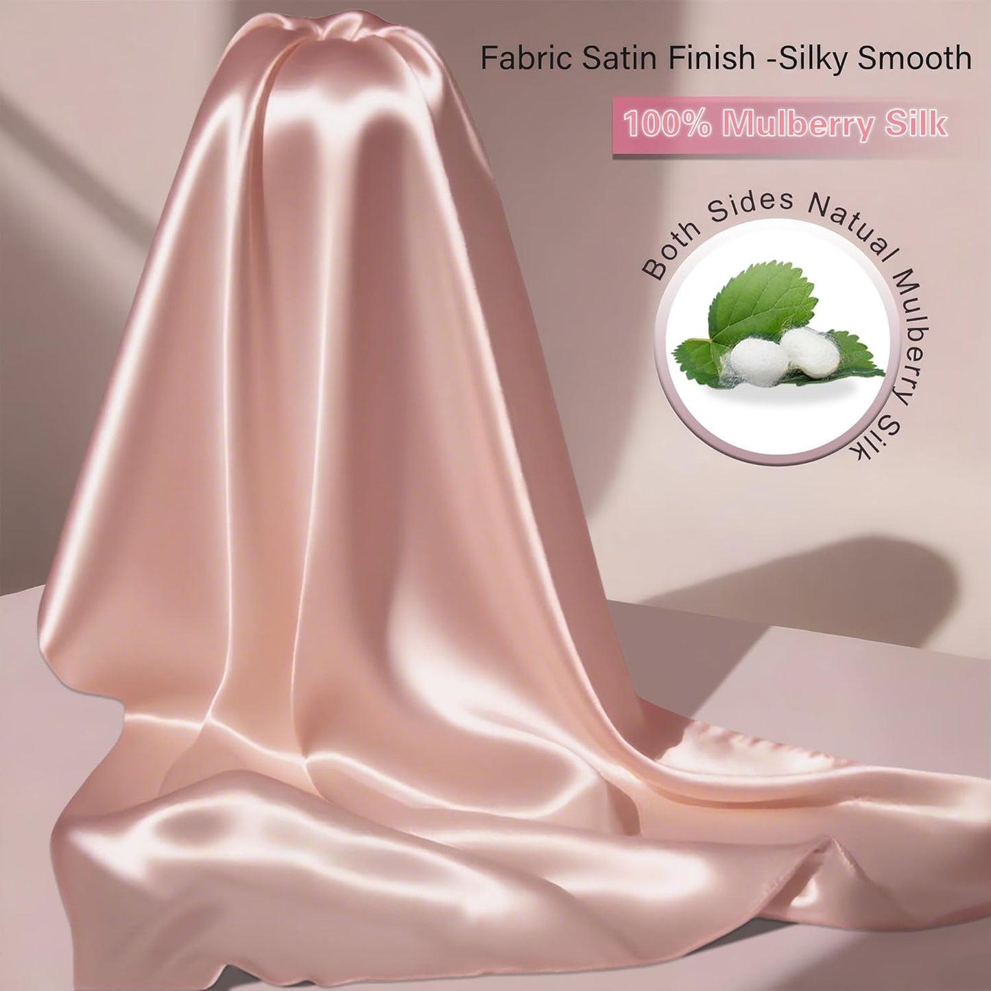 Mulberry Silk Pillow Cases with Zipper, Ultra Smooth Soft Breathable Cooling Pillow Cases for Hot Sleepers, Silk Satin Pillowcase for Hair and Skin, Gifts for Women (Pink, Standard Size, 1 Pack)