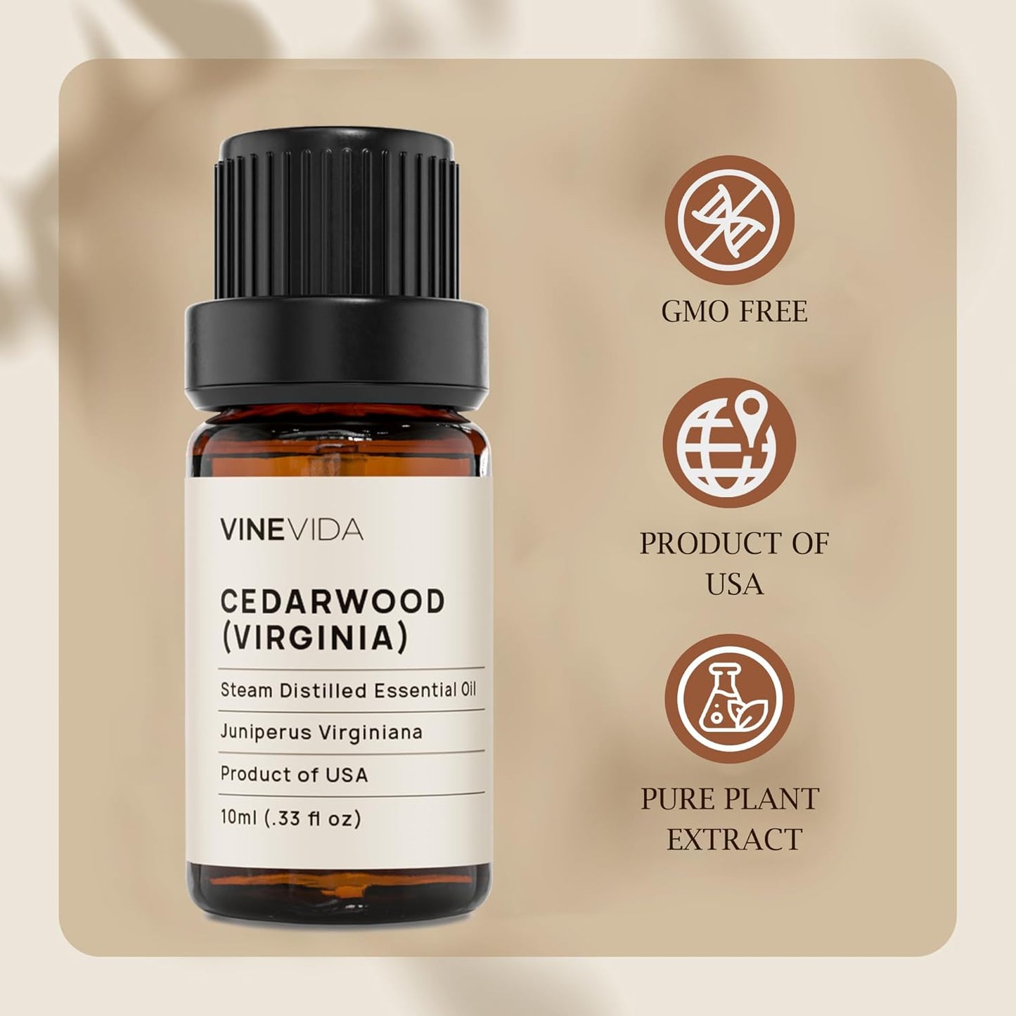 VINEVIDA Cedarwood (Virginia) Essential Oil - Undiluted - DIY Candle Scents - 10 mL