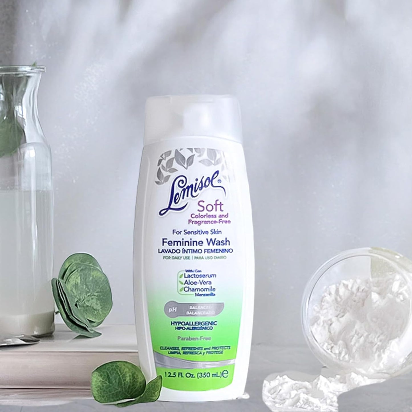 LEMISOL Soft Feminine Wash, Fragrance-Free for Sensitive Skin, 12.5 Fl Oz Bottle