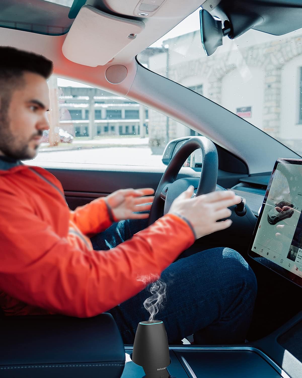 SOICARE Car Diffuser for Essential Oils, Small Portable Car Essential Oil Diffuser with Built-in USB Cable, Mini Aromatherapy Air Scent Humidifier Diffuser for Travel/Office/Home (Elegant Black)