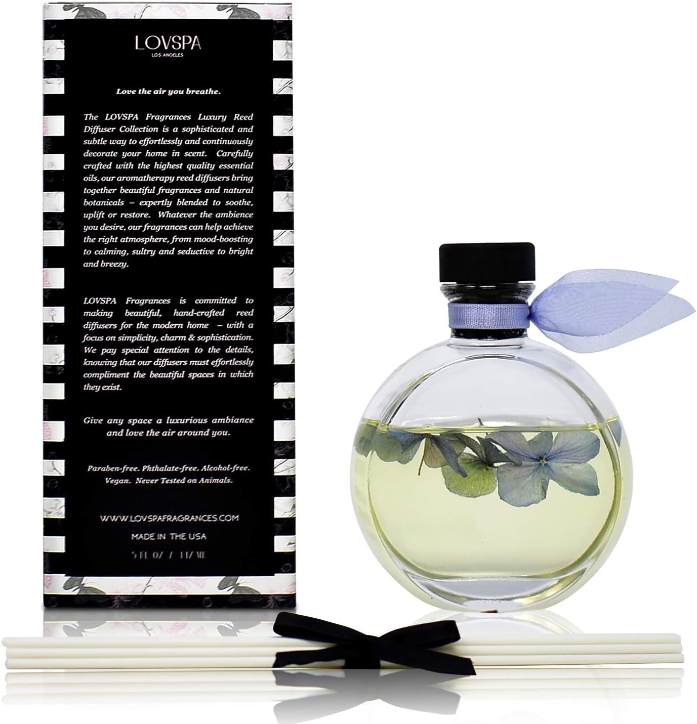 LOVSPA Reed Diffuser Set, English Garden Scented Oil Diffuser with Sticks, Home Fragrance Accessories for Bathroom Shelf Decor, Aroma Diffusers for Home or Office Desk, USA Made