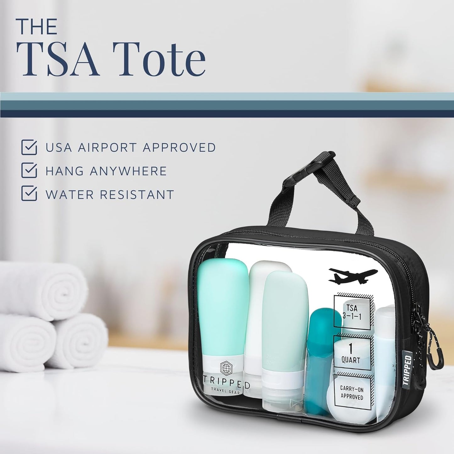 Toiletry Bag Kit Set: Hanging Travel Toiletry Bag + 311 TSA Cosmetic Liquid Bag + Ultralight Accessory Organizer Pouch