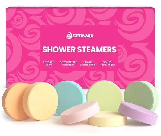 Shower Steamers Aromatherapy, 8 Pack Shower Bombs for Relaxation and Stress Relief, Natural Essential Oils Spa Gift Set for Women, Birthday Gifts, Self Care & Home Spa Experience