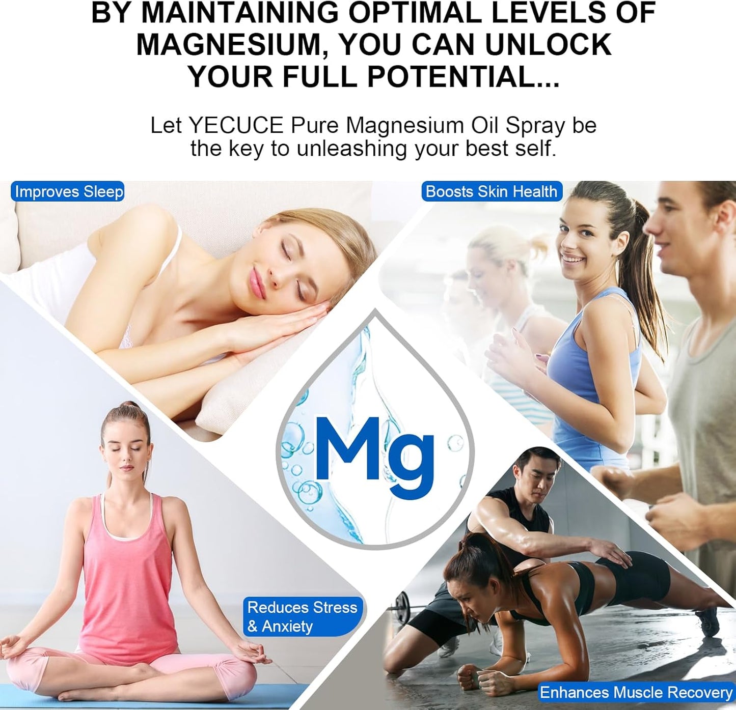 Pure Magnesium Oil Spray 2Fl Oz, 2Pack Natural Magnesium Oil Spray for Feet, Body, Skin, Topical Mg Oils Products