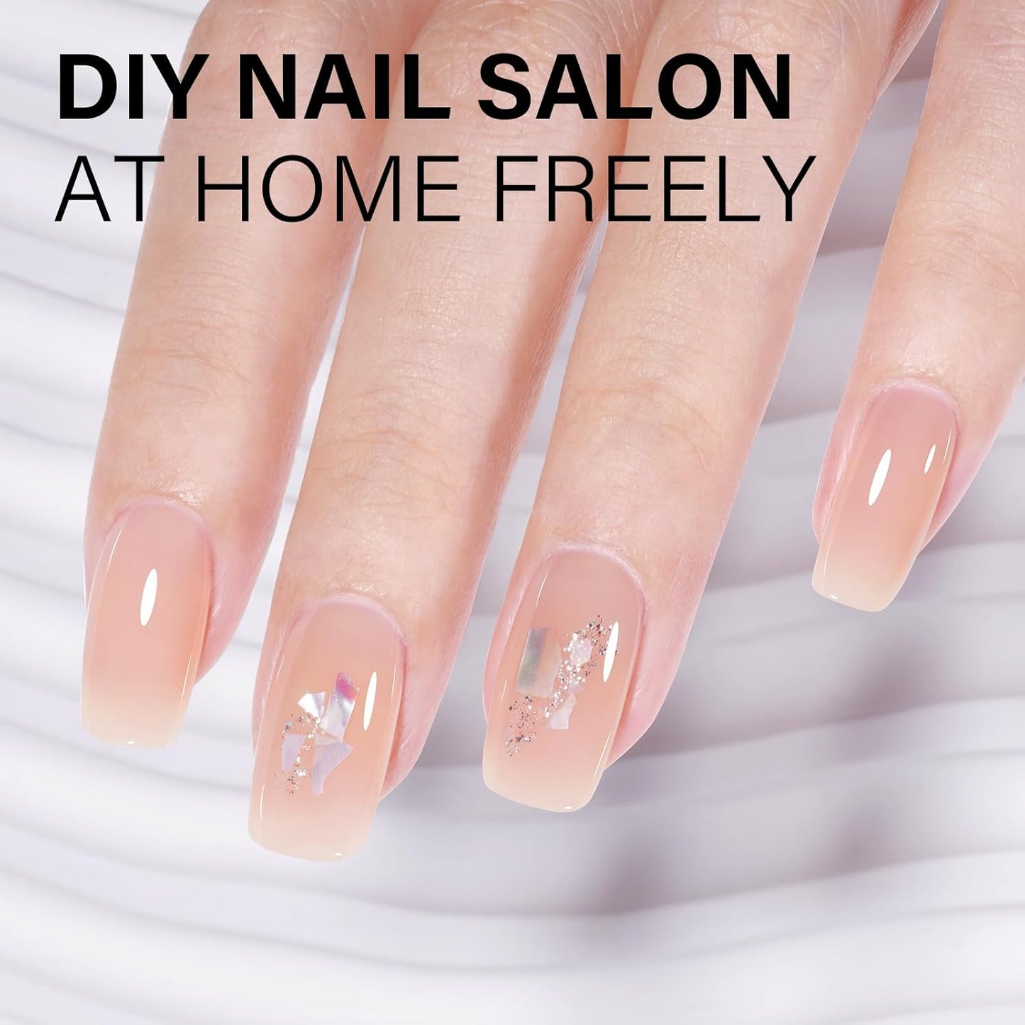 AILLSA Nude Gel Polish Natural Color Jelly Gel Nail Polish Light Milky Translucent Soak Off U V Gel Polish Neutral Nail Gel Polish for French Manicure Nail Art DIY at Home 0.51 Oz GB53