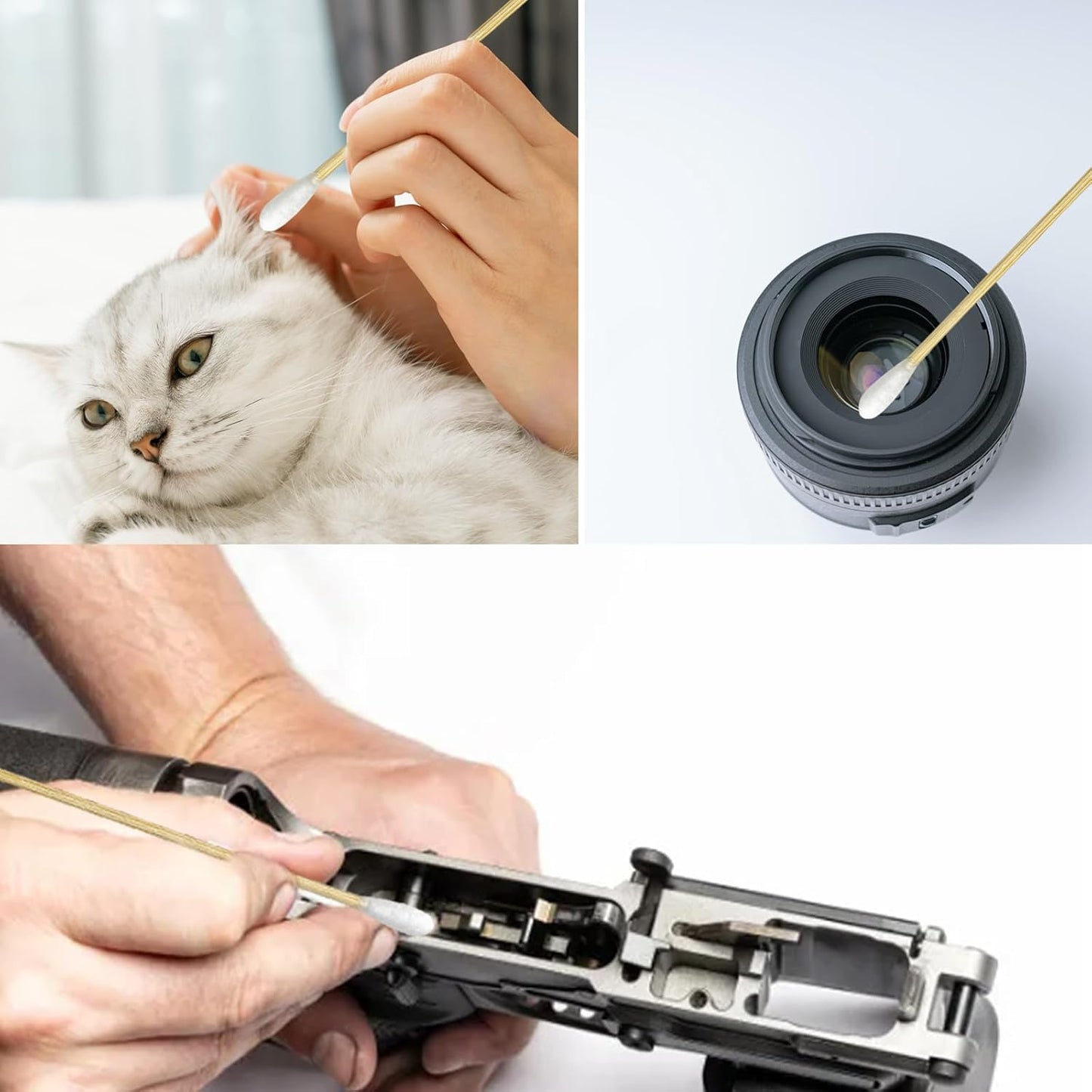 400 Count Round Tip Cotton Swabs, 6-Inch Bamboo Sticks, Lint-Free, for Delicate Cleaning, Arts & Crafts, Pet Care, Audio Equipment Maintenance with Portable Storage Case