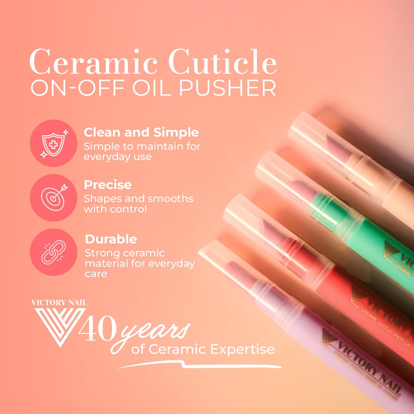 Cuticle Oil Pen 3-in-1 Ceramic Nail Buffer & Cuticle Remover – Moisturizing & Strengthening Nail Care for Dry, Damaged, Brittle Nails. (Pink)