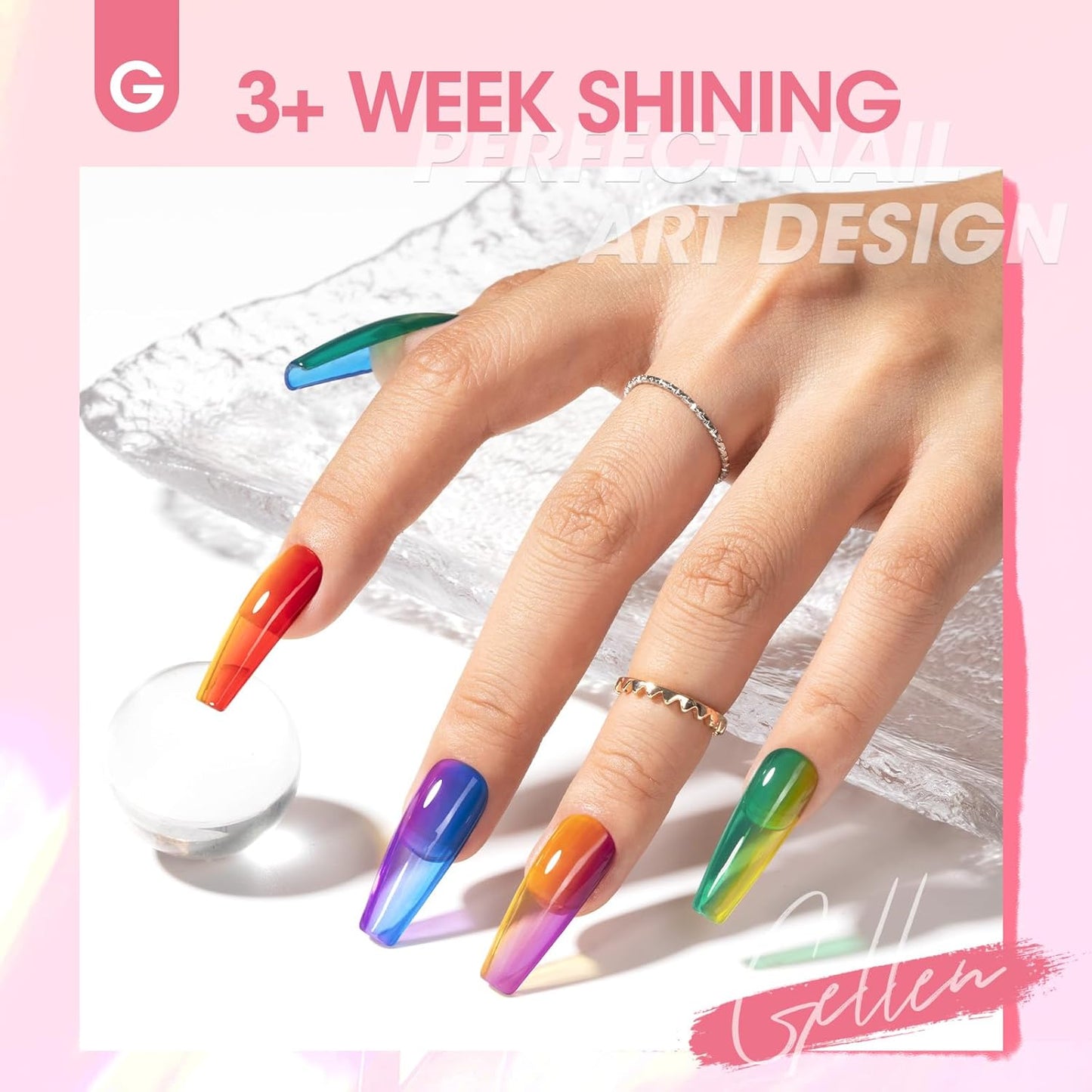 GELLEN Jelly Gel Nail Polish Set 6 Colors Neon Jelly Gel Polish Green Yellow Red Blue Purple Crystal Transparent Gel Polish Kit Soak Off UV Gel Nail Art Spring Summer Manicure Gift for Women